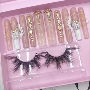 Vente en gros, ongles artificiels en acrylique, XXXL, ensembles de cils à pression, styliste, fait à la main, presse sur les ongles, boîte d'emballage - Product Image 2