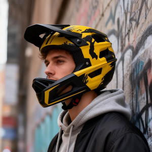 新しいデザインのアダルトバイクヘルメットCE認定ダウンヒルヘルメットフルフェイス、チンプロテクションMTBヘルメット - Product Image 1