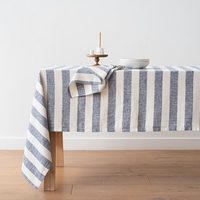 Nappe en lin à rayures blanches et bleues sur mesure, fabricant de nappes, usine de nappes pour mariage, vente directe