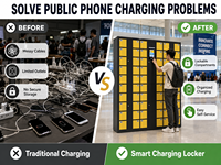 Armario de Carga para Teléfonos Móviles Inteligente de 60 Puertos, Ensamblado, Personalizable, con Enchufes USB, Resistente al Agua y Duradero para Aeropuertos