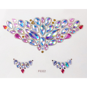 Pegatinas de tatuaje holográficas populares, diamantes de imitación de cristal coloridos, gemas faciales, fiesta temporal, joyería de maquillaje - Product Image 1