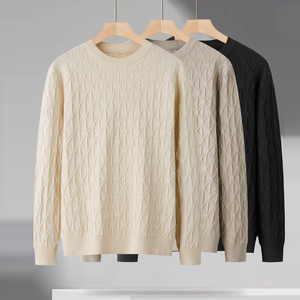 ผู้ผลิตเสื้อสเวตเตอร์ชายปี 2026 เสื้อไหมพรมแจ็คการ์ดแบบสวมลำลอง เสื้อถักคอวีสำหรับฤดูหนาว เสื้อจั๊มเปอร์ผ้าฝ้ายถัก - Product Image 3