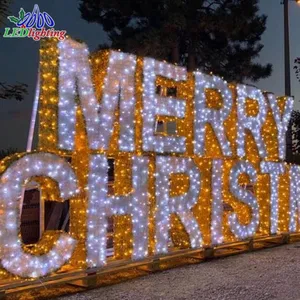 大型户外圣诞字母灯发光二极管欢乐频道标志图案