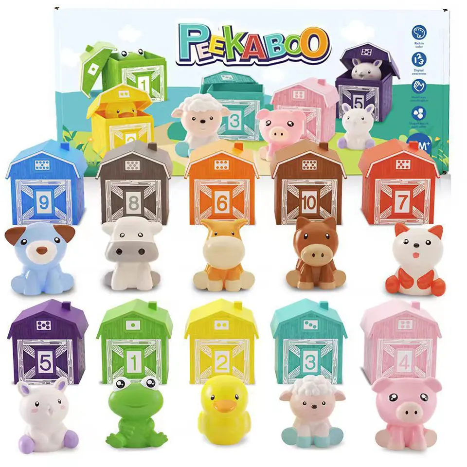 Peekaboo Aprendizagem Farm - 10 Pieces Farm Animal Finger Puppets Montessori Contagem e Classificação Brinquedos Animais de Fazenda Brinquedos