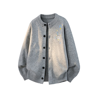 Frühling-Herbst-Stil Blumenstickerei Komfortabler Atmungsaktiver Retro Lässiger Modetrend Herren Einreihiger Strickjacken-Pullover