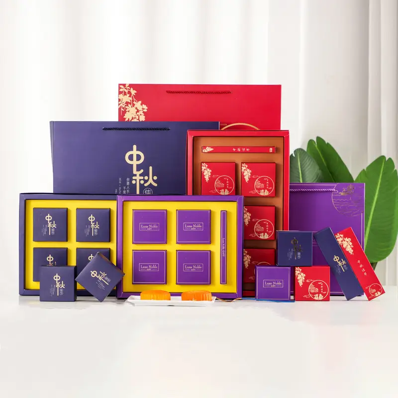 Chinese Wholesale Mooncake Packaging box Kraft Luxury Customized paper gift cake box Snack boxes