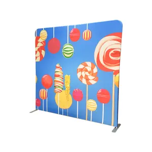 Durable 8*8FT Aluminum Frame and Tension Fabric Covers Backdrop Stand for Advertising