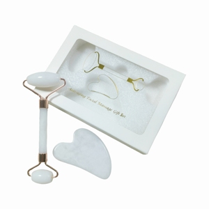 Kit Masaje Facial <b>Jade</b> Blanco Natural Rodillo Gua Sha con Estuche - Product Image 5