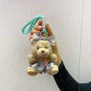 Lindo Llavero de Peluche de Oso Marrón, Mini Llavero de Osito para Colgante de Bolso, Osito de Peluche con Lazo, Llavero Kawaii de Peluche - Product Image 6