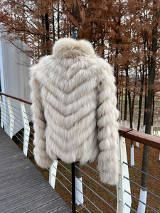 Automne printemps Double face porter manteau de fourrure de <span class=keywords><strong>renard</strong></span> femmes vestes de fourrure réversibles manteau brillant tissu Style poids léger - Product Image 6