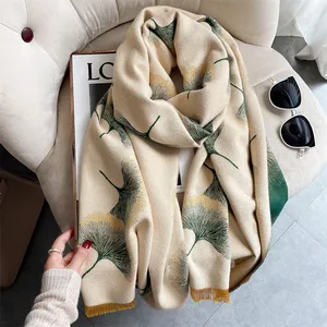 Warm Winter Scarf Cashmere Women Pashmina Design Print Shawls Wrap Female Thick Blanket Soft Bufanda Stoles 2023 Fashion