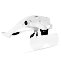 NO.9892B2C Rechargeable Headband Magnifier 2 LED 1X 1.5X 2X 2.5X 3.5X Head Mount Magnifying Glass with Replaceable Acrylic Lens
