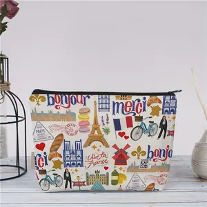 Sac de maquillage en toile <span class=keywords><strong>à</strong></span> la mode parisienne - Pochette multifonctionnelle <span class=keywords><strong>à</strong></span> fermeture éclair pour bijoux et rangement de <span class=keywords><strong>voyage</strong></span> - Product Image 5