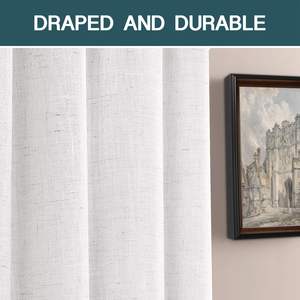 Основная 100% полиэфирная тканая прозрачная ткань для штор, распродажа в рулоне льняной ткани для штор оптом - Product Image 2