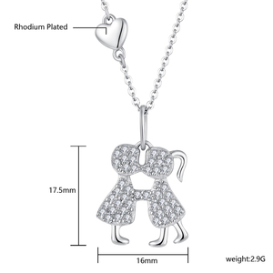 YILUN <span class=keywords><strong>Collana</strong></span> <span class=keywords><strong>con</strong></span> Ciondolo a Due Ragazze in Argento Sterling 925 Placcato Rodio, Gioiello Impermeabile per Amicizia e Sorellanza - Product Image 6