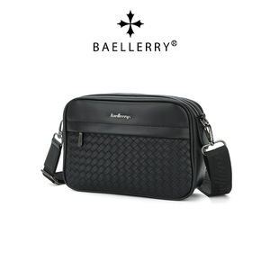 กระเป๋าคาดลำตัวผู้ชาย Baellerry ความจุขนาดใหญ่ ทนทาน เหมาะสำหรับการเดินทางกลางแจ้ง กระเป๋าสะพายไหล่สีดำ ตกแต่งด้วยการเย็บแบบถัก - Product Image 1