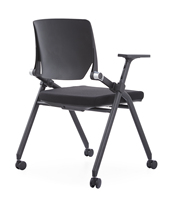 Chaise de bureau moderne empilable et pliable, dossier ouvert, accoudoirs réglables, idéale pour salle de conférence, bureau à domicile, visiteurs