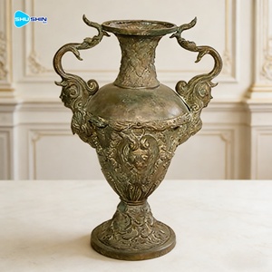 Macetero de Bronce Antiguo Fundido con Figura de Querubín, Jarrón de Lujo Personalizado con Figura de Cupido para Decoración de Exteriores de Villas y Mansões - Product Image 3