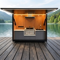 Bar de piscine extérieur, cuisine extérieure, station de boissons modulaire préfabriquée en acier étanche pour hôtel de luxe