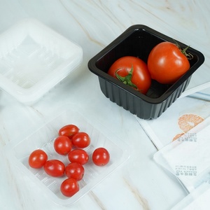 ถาดบรรจุภัณฑ์อาหารแบบใช้แล้วทิ้งสีดำ PP สำหรับผลไม้แช่แข็ง ผัก เนื้อสัตว์ ขนาด 14 ซม.*14 ซม. - Product Image 2