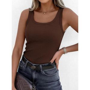 FOXA Women's Sleeveless Square Neck Ribbed Tank Top Fitted Basic <b>Cami</b> Shirt Casual Summer Wear - Product Image 3