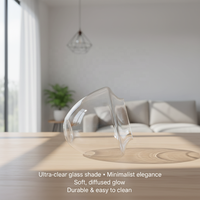 Abat-jour en verre transparent en forme de champignon de style industriel, idéal pour les luminaires suspendus de style côtier minimaliste