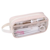 Nouvelle trousse à crayons transparente en PVC, sac Ita, vente en gros, logo personnalisé, grande capacité, pour l'école, le bureau, les filles, avec poignée, Estuche Transparente