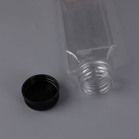 Bouteille de boisson en plastique PET rectangulaire de 350 ml à vente chaude pour jus, bière, soda, thé au lait avec bouchon à vis