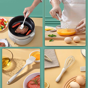 Juego de utensilios de cocina de silicona de grado alimenticio resistente al calor, 4 Uds., espátula, pinzas para alimentos, batidor, cepillo para repostería para cocinar y hornear - Product Image 4