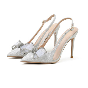 Latest High Heel <strong>Shoes</strong> for <strong>Girl</strong> Sexy Talons Femmes Tacones Stiletto Pointed Wedding <strong>Shoes</strong> <strong>Bridesmaid</strong> Rhinestone Bowknot Sandals - Product Image 1