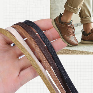 WEGOODZF Lacets de chaussures habillées plats en polyester ciré de 7mm de large personnalisés Paire de lacets de randonnée pour bottes et chaussures en cuir - Product Image 4