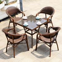 Mobilier d'extérieur, ensemble table à manger et chaises en rotin, table et chaises de loisirs, petite table basse pour balcon et plage, chaise à dossier
