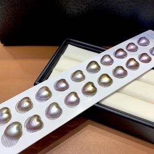 Perles en forme de cœur en eau de mer, perles en vrac, 14 mm, couleur or violet naturel, vente en gros, 20 pièces par carte - Product Image 2