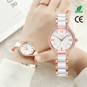 Montres-bracelets classiques SINOBI pour femmes S9858L Bracelet en céramique et alliage Montre à quartz pour femme avec date automatique Usine chinoise OEM - Product Image 1