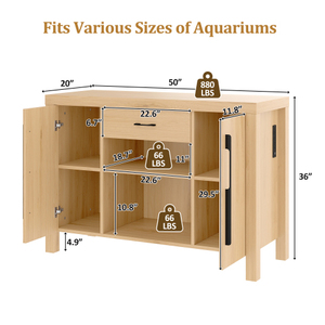 55-70 Gallonen Schwerlast-Aquarienständer mit Steckdosen, 2 Schränken, Aufbewahrungsschublade, Reptilienterrarium, 880 LBS Tragkraft, 2 Jahre Garantie - Product Image 6
