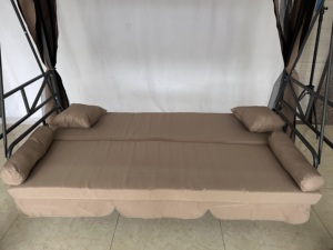 Lit <span class=keywords><strong>balançoire</strong></span> de jardin 3 places avec moustiquaire, chaise suspendue fonctionnelle résistante aux UV, hamac suspendu avec structure métallique - Product Image 6