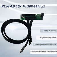 Câble adaptateur PCIe 4.0 16x vers SFF-8611 X2 de qualité supérieure, prix d'usine en gros, pour boîtier d'ordinateur, boîtier de serveur