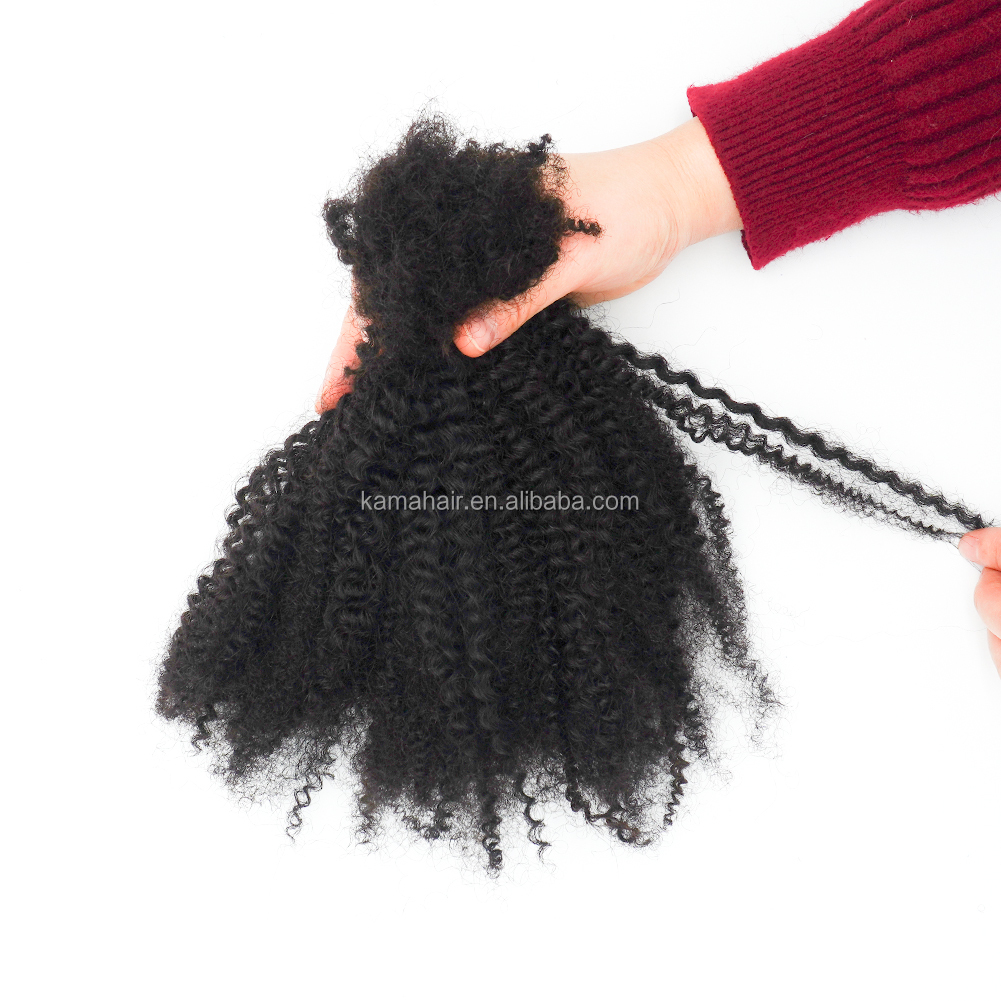 KAMA 4C Afro Kinky Bulk Virgin Brazilian Human Hair Marley Twists Braiding Spiral Curl Extensions for Black People Detail Section 9