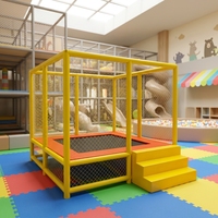 Trampolín Rectangular para Niños con Red de Seguridad y Escalera de Entrada, Cama Elástica para Ejercicio y Fitness Infantil
