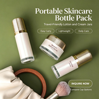 Ensemble cosmétique avec bouchon doré en PETG personnalisé avec logo |   Flacons pompe sans air et pots à crème blancs 100ml/150ml – Emballage cosmétique OEM ODM