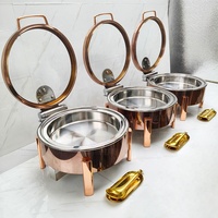 Ensemble de réchauds de luxe 6L en acier inoxydable or rose et verre, pour traiteur de mariage et buffet, modèle Redondo saoudien