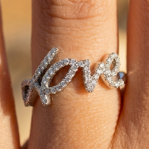 Meilleur cadeau pour elle, bijoux romantiques pour <span class=keywords><strong>la</strong></span> Saint-Valentin, argent 925, hip-hop, VVS1, moissanite complète, bague <span class=keywords><strong>de</strong></span> promesse avec inscription 'love' - Product Image 1