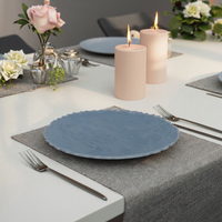 Assiette de présentation circulaire en plastique bleu clair de 13 pouces, motif végétal, faite à la main, classique, utilisée pour le dîner, les mariages, les fêtes, la décoration