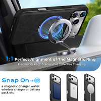 Étui de téléphone en cuir PU de luxe gaufré Denior Premium avec béquille magnétique rotative, compatible avec les séries 17/16/15/14/13/12