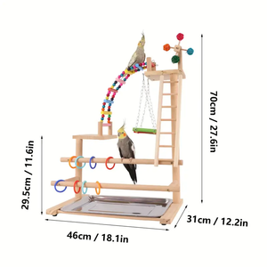 Đa Chức Năng Phòng Gỗ Tự Nhiên Vẹt Chơi Đứng Tinh Thần Kích Thích Tập Thể Dục Chim Perch Đồ Chơi Tương Tác Cho Leo Núi Đu - Product Image 5