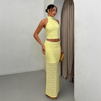 Robe deux pièces décontractée pour femmes, couleur unie, style enveloppant sans manches, respirante pour un usage quotidien, design ajusté