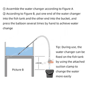 Qanvee <span class=keywords><strong>Fish</strong></span> <span class=keywords><strong>Tank</strong></span> Water Changer Aquarium Sifon Grind Reinigingstool Voor Aquarium Schoonmaken Grind En Zand - Product Image 5