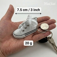 Gantungan Kunci Sepatu Mini 3D Lucu, Berpayet Berkilau, Sepatu Kanvas dengan Cetakan Bintang untuk Anak Perempuan