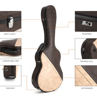 Étui de guitare classique haut de gamme en fibre de verre avec extérieur en cuir PVC, doublure en velours anti-choc, conception étanche et 4 serrures en carbure de tungstène.