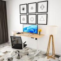 Bureau d'ordinateur commercial moderne en panneau de bois électrique, convertible, réglable et extensible, avec moteur simple/double, pour montage mural